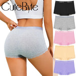 Women's Cotton Lace Boyshorts Sexy Letter Belt Breathable Boxer Panties High Waist Stretch Briefs Comfortable Sport Shorts S-XXL