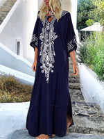 2026 Indie Folk Embroidered Short Sleeve Summer Dress Cotton Tunic Beach Kaftan Women Beachwear Swimsuit Cover Up Robe de plage