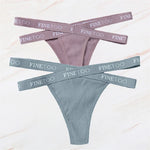 2Pcs/Set Women Thongs Panties Female Letter Belt Underwear Ladies Cotton Cross Strap Bikini M-XL G-String Girl Intimate Lingerie