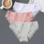 New 3Pcs/set Women's Cotton Panties M-2XL Women Patchwork Lace Underwear Sexy Low Waist Briefs Ladies Comfortable Underpants