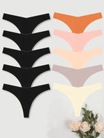 10PCS/Set Seamless Ice Silk Panties Women V-Waist Underwear Sexy Sports Briefs Panties Female Soft Ultra-thin Lingerie G-string