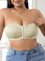 Sexy Wear Lace Plus Size Front Closure Strapless Bra Women's Push Up Wireless Bra Trendy Unlined Cold Shoulder Comfort Bra