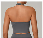 Women Fitness Sports Bra Halter Top High Support Push-up Open Back Gym Bra Shockproof Running Fitness Yoga Workout Underwear