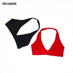 NCLAGEN Gym high support Workout underwear SoftMotion Minimal Halter Neck Bralette Women's sports bra Pilates yoga halter top
