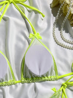 Shiny Pink Bikini 2025 Women Sexy Brozing Tie Bow Strap Push Up Micro Swimsuit Brazilian Bathing Suit Tie Side Triangle Swimwear