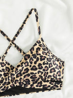 Sexy Leopard Print Cross Bikini Set 2026 Women Halter Push Up Black High Waist Swimsuit Summer Bathing Suit Two Piece Swimwear