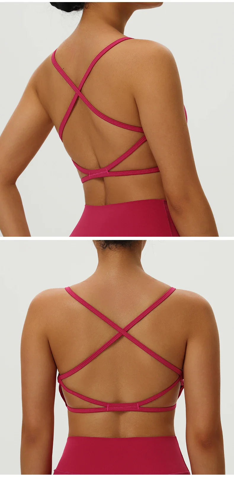 Sexy Soft Fitness Sport Bra Spaghetti Strap Cross Back Hollow Women Top Tight Gym Yoga Underwear Athletic Workout With Chest Pad