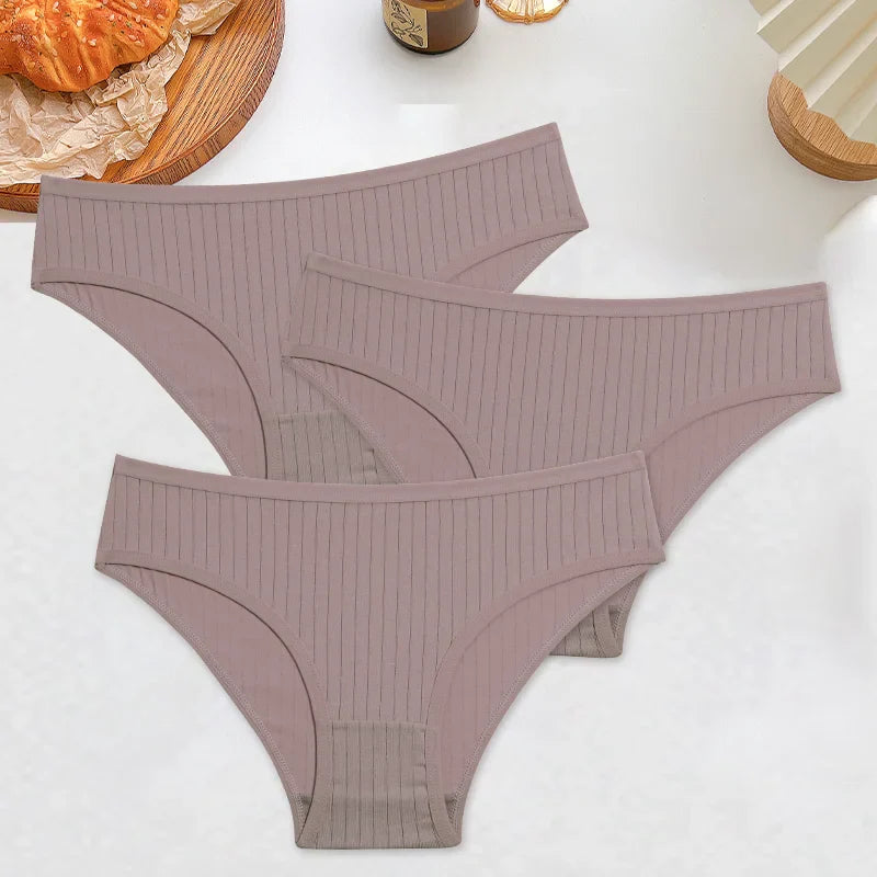 3PCS Women's Cotton Briefs Panties Female Sexy Low Waist Underwear M-XL Breathable Panty Girls Comfortable Intimates Lingerie