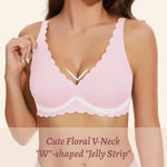 Women's Deep V Wave Seamless Jelly Bra Wire-free Seamless Bra Thin Mold 3/4 Cup Bra Comfortable Plus Size Push-up Underwear