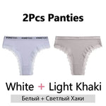 FINETOO 2Pcs/Set Women Cotton Brazilian Panties Plus Size M-2XL Lingerie Sexy Lace Underwear Low Rise Girls Intimates Underpants