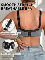 Women's Gingham Push Up Bra Plunge Underwire Underwear Sexy Crisscross Lift Up Comfortable Bra for Daily Wear