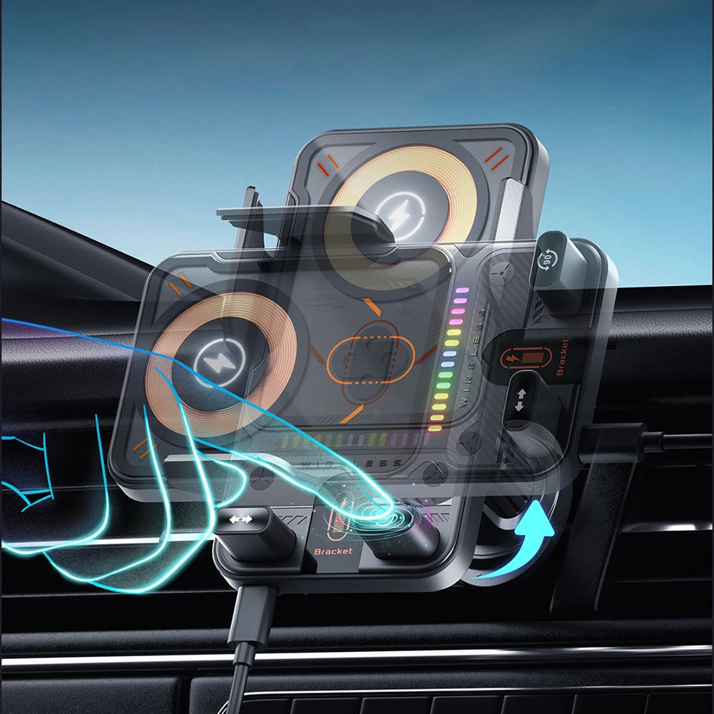 Car Wireless Charger Car Phone Mount Air Vent Cell Phone Holder Auto Clamping Car Accessories