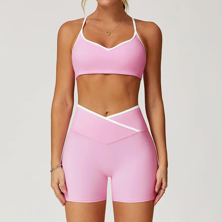 Sportswear Woman Gym Sports Bra Shorts Leggings 2 Piece Set Workout Naked Feeling Seamless Female Fitness Clothing Tracksuits