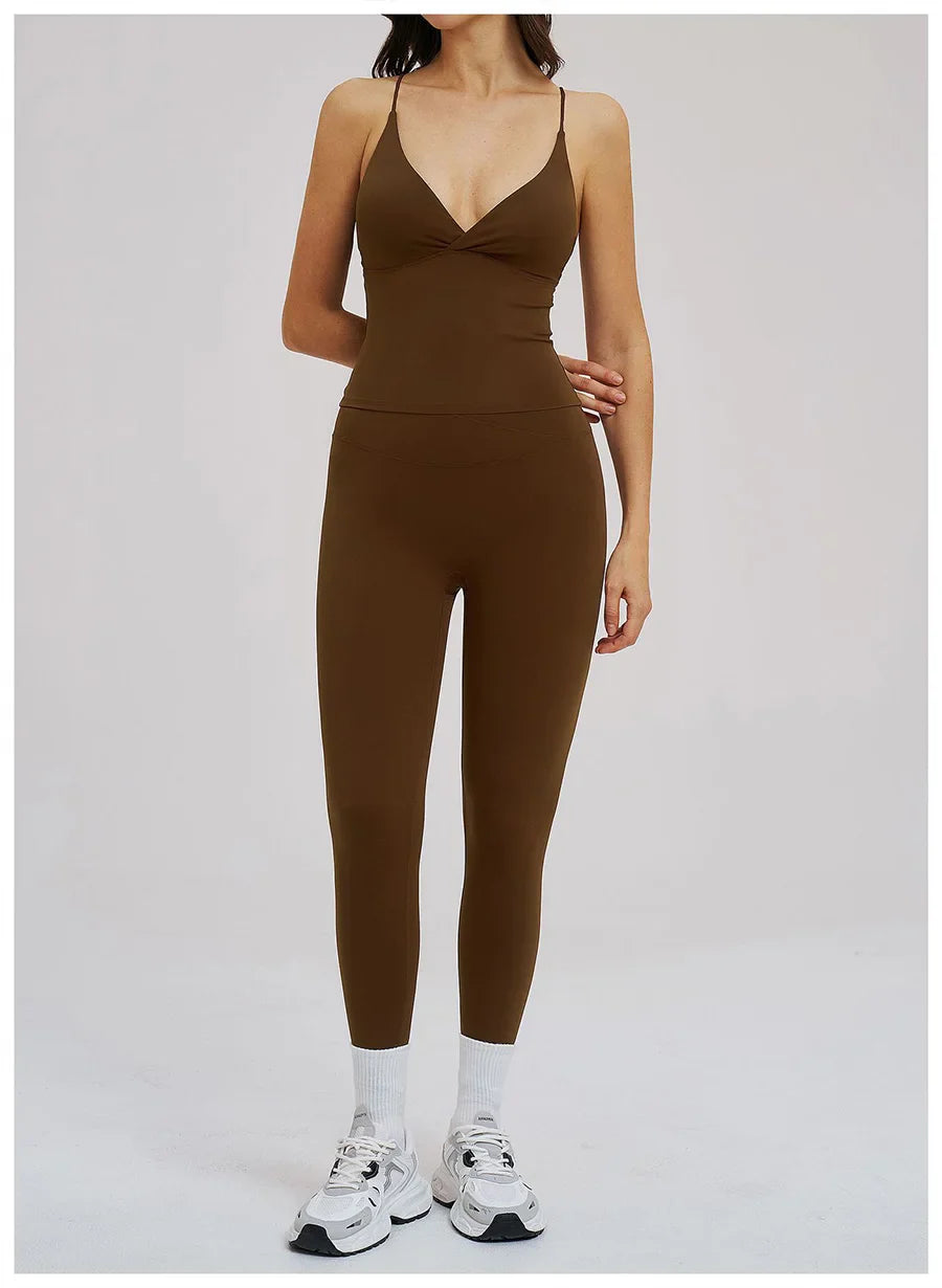 2PCS Yoga Suit Sports Set Women Fitness Quick-Drying Gym Tracksuit Running Nude Feeling Workout Outfit Sport Bra Leggings Suit
