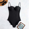 Push Up One Piece Swimsuit Female 2026 Swimwear Women Slim Bathing Suits Summer Beach Wear Frill Monokini Swimming Suit Black test