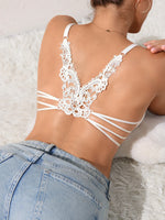 Women's Lace Butterfly Back Beauty Push up Sexy Bras Modern Trend Solid Color Front Buckle Bra for Woman