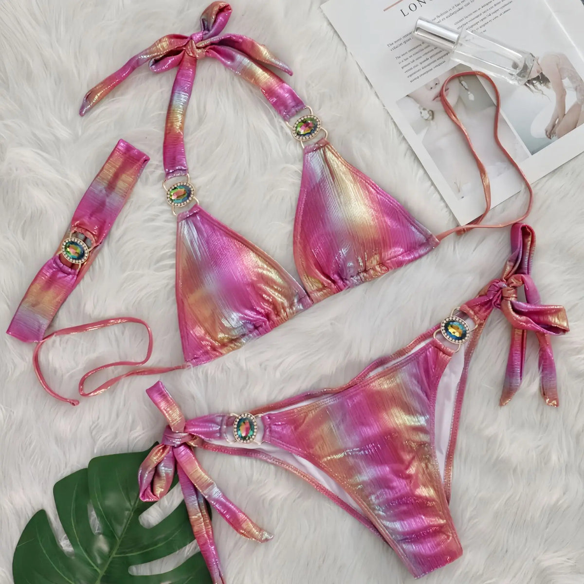 Glossy Sexy Bikinis 2026 Swimsuit With Rhinestones Women Swimwear Female Push Up Bikini Beach Swim Wear Bathing Suit Pool Bather