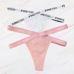 2Pcs/Set Women Thongs Panties Female Letter Belt Underwear Ladies Cotton Cross Strap Bikini M-XL G-String Girl Intimate Lingerie