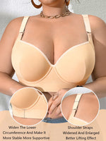 Large Size Women's Bra Thin Cup Push Up Bra Side-Breast-Enhancing Comfort Underwire Lingerie Adjustable Wide Straps Underwear
