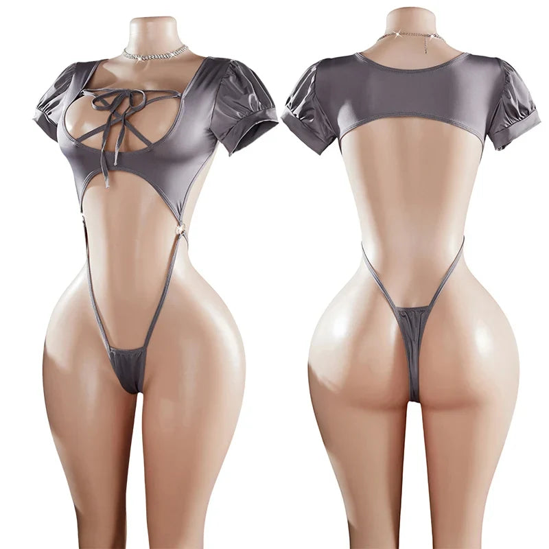 Sexy Lingerie Women Crotchless Hollow Pajamas Erotic Costume TeddyBackless Office Exotic Outfit Role Play Bondage Underwear