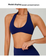 Fitness Sports Bra Women Halter Top High Support Push-up Open Back Gym Wear Hanging Neck Fitness Bar Yoga Bar Workout Underwear