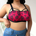 1pcs Plus Size 1XL-4XL For Big Breast Female Underwear Thin Unlined Sexy Lingerie Breathable Brassiere Print Decor Women's Bras