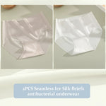2PCS Seamless Ice Silk Briefs Women's Transparent Panties Sexy Breathable Underwear Female Stretch Erotic Korean Ultra Lingerie