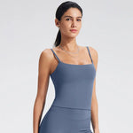 NCLAGEN GYM Tank Top With Built In Bra women's Yoga clothingrunning Square Neck fitness vest beautiful back sports Workout