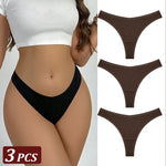 3PCS Seamless Thong Cotton Women Thin Strap Low Waist High Flexibility Panties Sexy Underwear Ladies Briefs T-back Soft Women