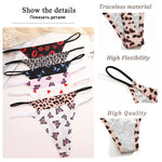 3PCS Women Seamless Leopard Butterfly Panties Sexy Ultra-thin Briefs Female Ice Silk No Trace Underwear Low Rise Soft Lingerie
