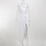 Sexy One-shoulder Asymmetric Black White Beach Dress Midi Beach Cover Up Woman Swimwear Bikini Tunic Kimono Beachwear Outfit