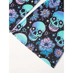 Hallowmas Skull Flower Print Pants Woman 2025 Plus Size Elastic Waist Wide Leg Pant Casual Large Full-length Trousers