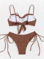 Sexy Coffee Bikini 2026 Women Front Tie Push Up Underwire Swimsuit Brazilian Cut Out Beach Bathing Suit Tie Side Thong Swimwear