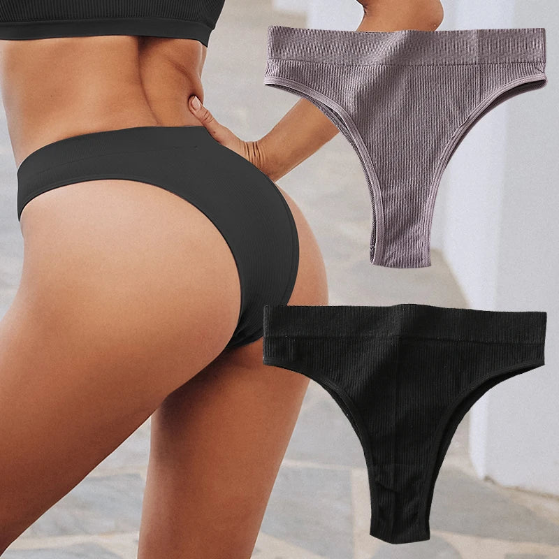 2PCS/Set Seamless Panties Women Sexy Low Waist Brazilian Pant Female Solid Color Breathable Underwear Lady Soft Intimat Lingerie