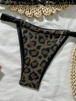 Sexy Brozing Black Leopard Print Bikini Women Halter Push Up Bra Pleate Thong Swimsuit 2026 Beach Bathing Suit Holiday Swimwear