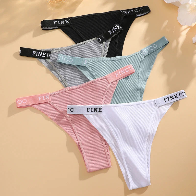 5PCS Women Cotton Maillard Brazilian Sexy Panties Breathable Low Waist Female Underwear Soft Solid Color Intimates High Elastic