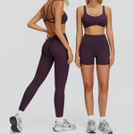 Women Yoga Suit Tracksuit Sports Bra High Waist Legging Shorts Outfit Gym Set Fitness Running Workout Clothes Push Up Sportswear