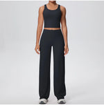 2PCS Yoga Set Women Tracksuit Nude Feeling Workout Sets Gym Clothes Push Up Fitness Running Sportswear Sport Straight tank suit