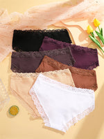 4Pcs Sexy Cotton Lace Panty Women Low Waist Panties Underwear S-XL Solid Color Ladies Briefs Lingere Underware Comfortable Women