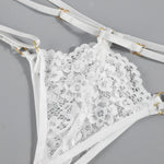 3PCS Lace See Through Bra Set Women Sexy Lingerie Underwear Halter Tops Bra and Panties Garter Intimate Sex Costumes