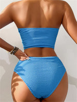Sexy Bandeau Bikini 2025 Mujer Women Black Ribbed Push Up High Waist Swimsuit Summer Beach Bathing Suit Holiday Swimwear Biquini
