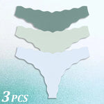 3PCS Women Seamless Panties Wavy Design Ultra-thin Panties Women Ice Silk Underwear Sexy Panty Low Waist G-string Female Solid
