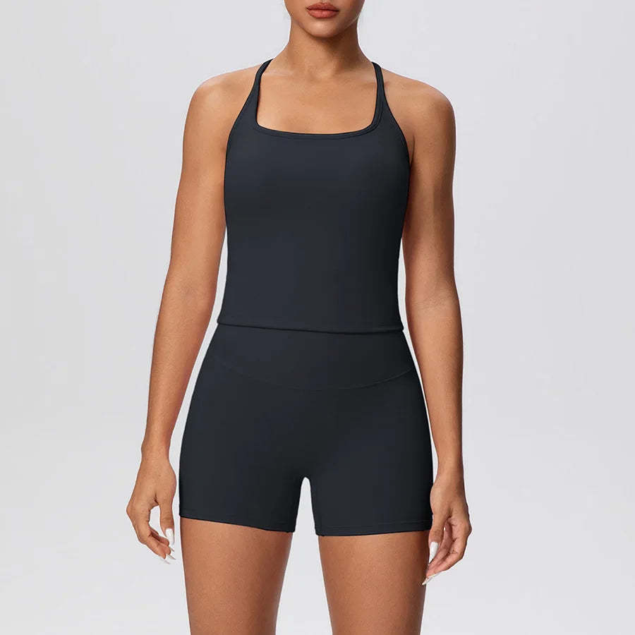 New 2Pcs Yoga Sets Naked Feel Women Workout Fitness Gym Clothes High Waist Yoga Shorts And Sports Bra Impact Shorts Workout Sets