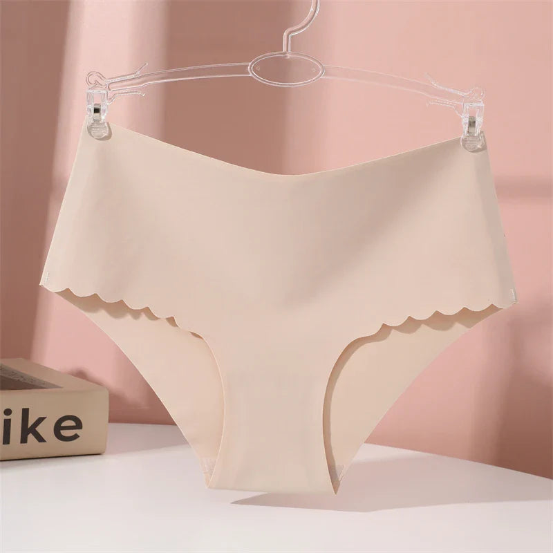 Seamless Women Briefs S-XXL Wave Edge V-shaped Underwear Panties Ice Silk Underwear For Women Low Waist Briefs One Piece Panty