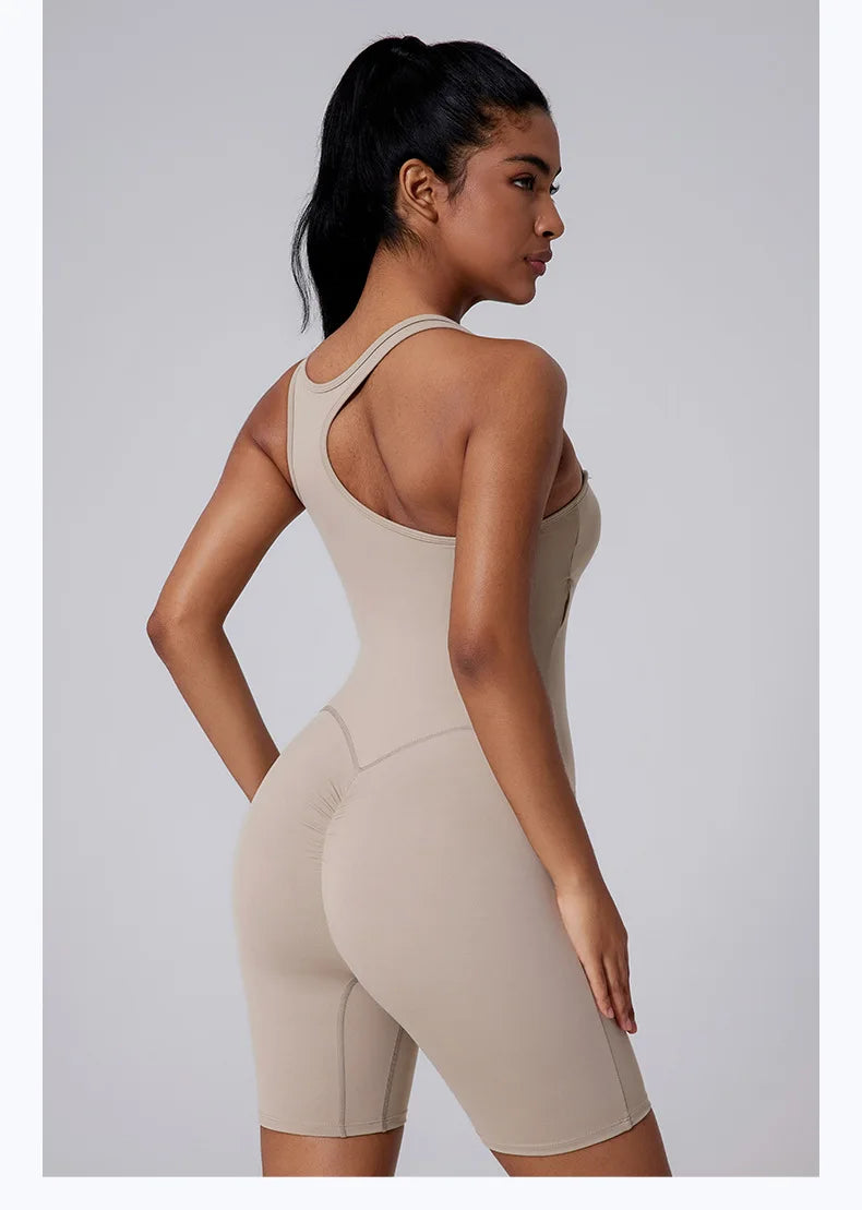 Women's Short Tracksuit One-Piece Sportswear Gym Workout Clothes Fitness Jumpsuit Stretch Bodysuit Yoga Suit Sports Playsuit