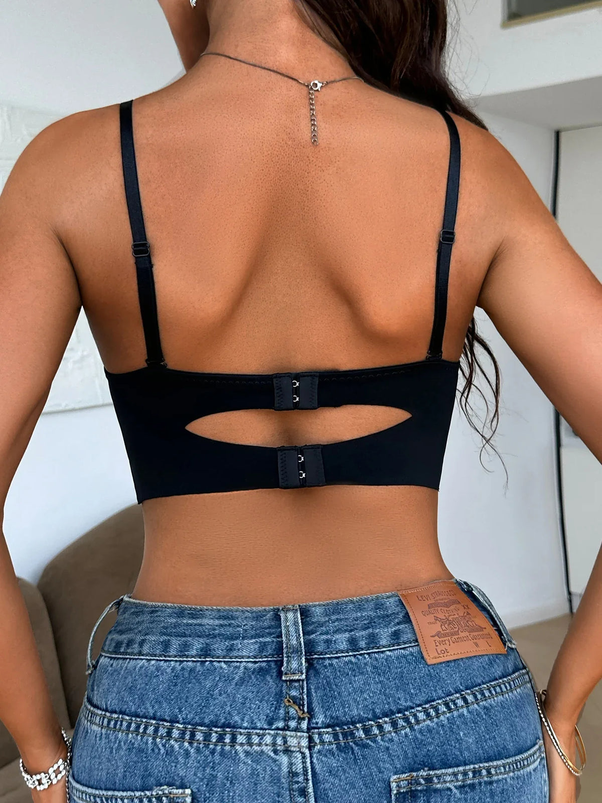 Women's Lace Splicing Sheer Mesh Push Up Bra Comfort Beauty Back Sexy Daily Wear Crop Top