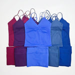 NCLAGEN Vision Twist Front Longline Top And Vision Flares 2 Piece Fitness Set Women Sportwear Gym Clothes Workout Running Suit