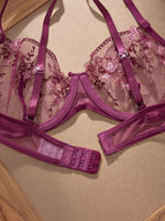 Ladies Classic Black Blue Floral Print Ultra-Thin Bra And Panties Set Elegant Underwear Combo for Women