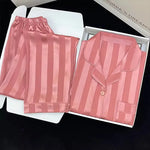 High Quality Ice Silk Light Luxury Pajamas Women's Pajama Spring and Autumn Style Long Sleeve Home Set Satin Nightwear Sleepwear