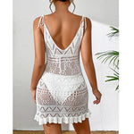 Halter Dress Clothes Women Summer Solid Color Sleeveless Knitted Cover Up BacklessStylish Beach Dresses